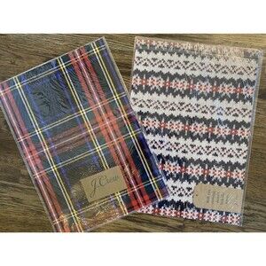 J Crew Wrapping Paper Flat Lay Plaid & Knit Sweater 31” Reversible 2pc Lot Deer